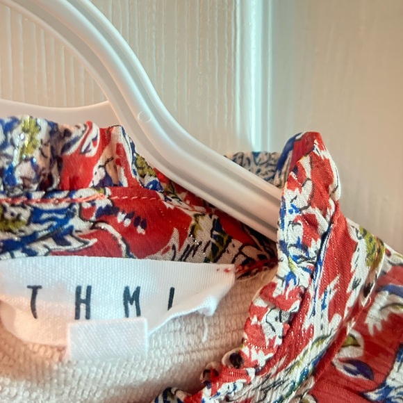 THML at Anthropologie Contrast Sleeve Blouse - Picture 2 of 3